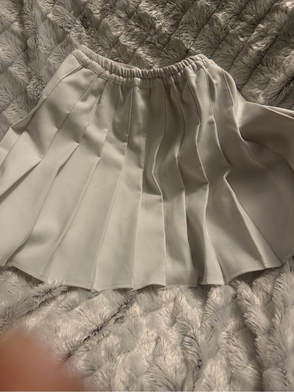 Women's white Pleated Pencil Skirt with Elastic Waist